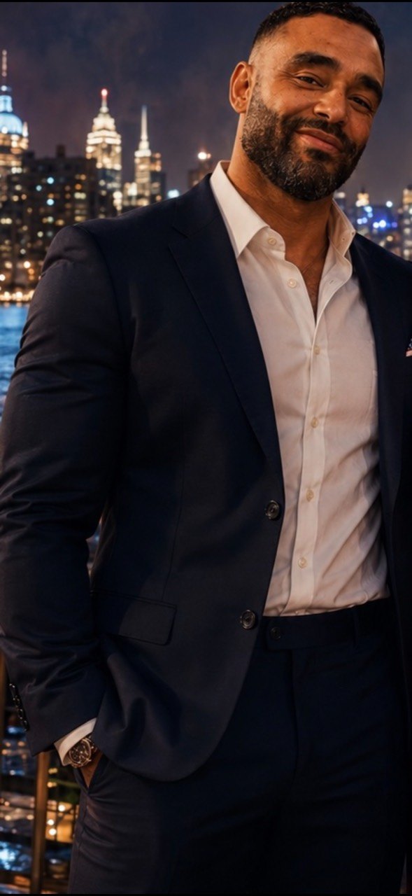 Frank Smith III professional portrait with a city skyline background