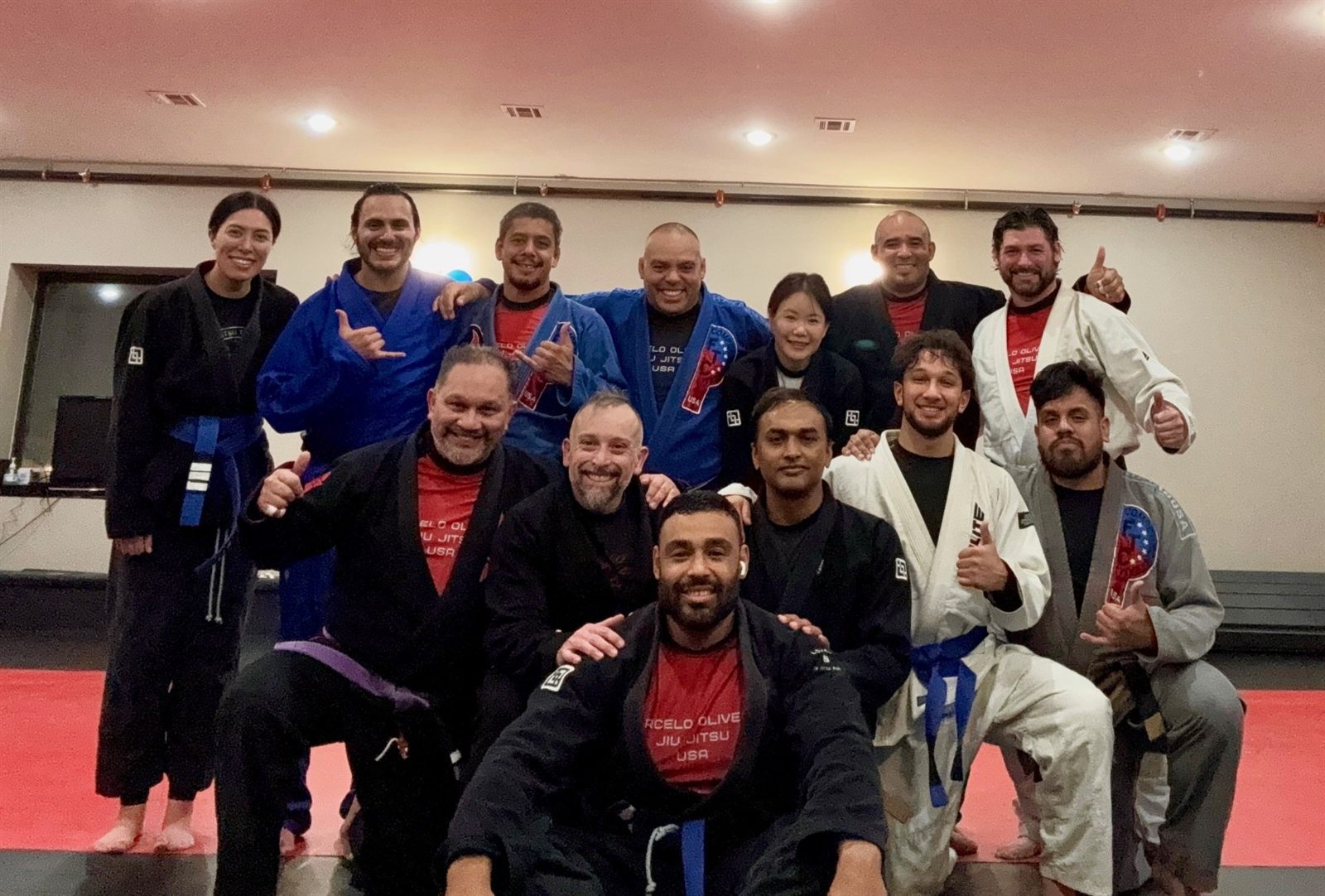 Frank Smith III with jiu-jitsu teammates in New Jersey training