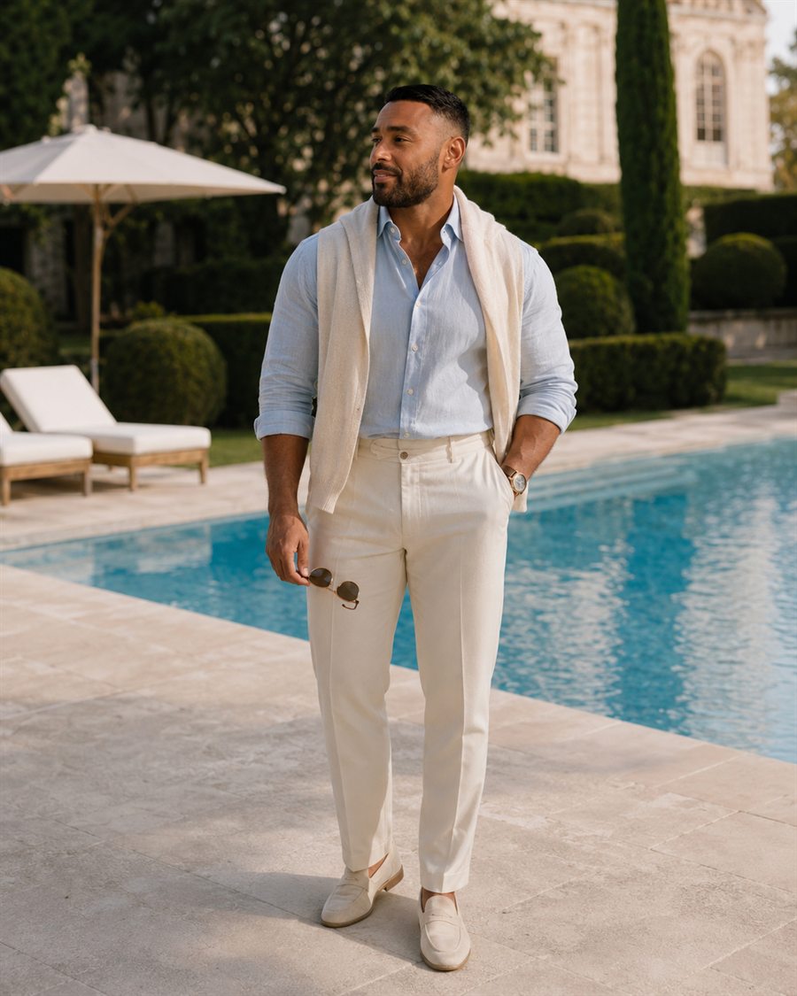 Frank Smith III poolside lifestyle portrait connected to New Jersey
