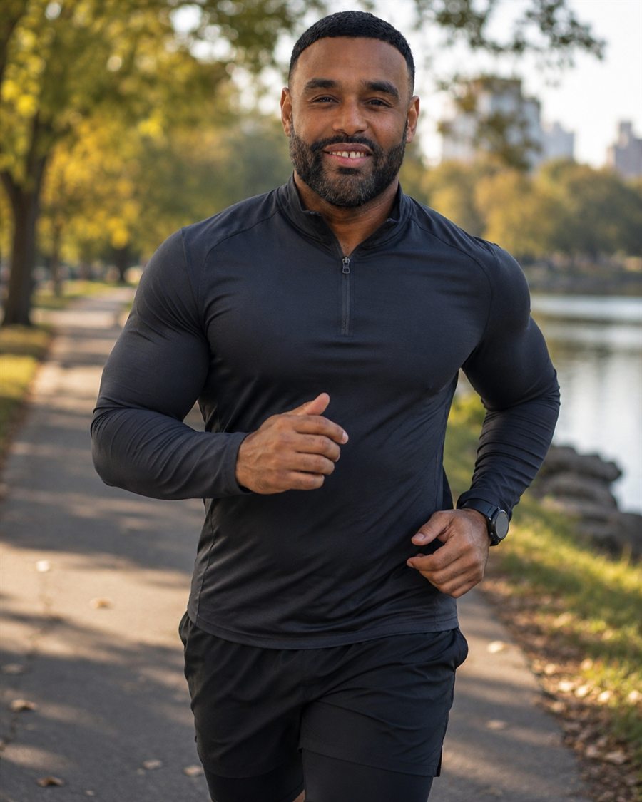 Frank Smith III running discipline portrait in a New Jersey lifestyle photo set