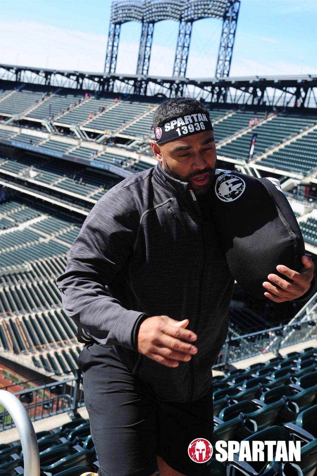 Frank Smith III during Spartan stadium race training with race headband