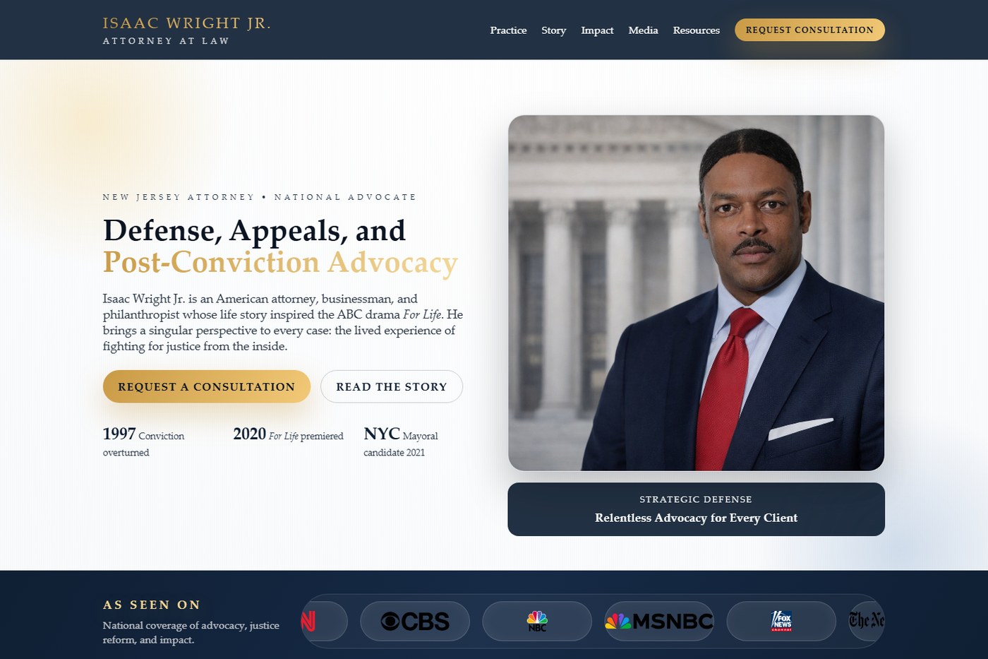 Isaac Wright Jr. Advocacy Website project page marked in development.