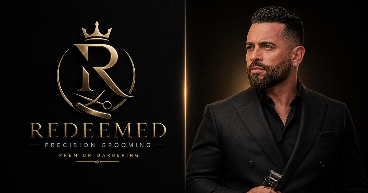 Redeemed Precision Grooming barber holding clippers for the Redeemed by Casper website project.